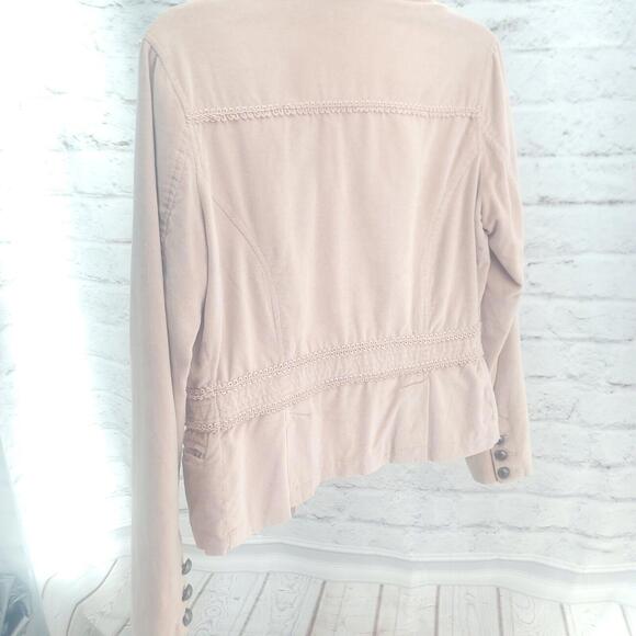 Twenty Twenty Cream Military Style Cotton Button Down Size Small Blazer - Picture 4 of 11